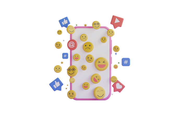 Emojis de mídia social  3D Illustration