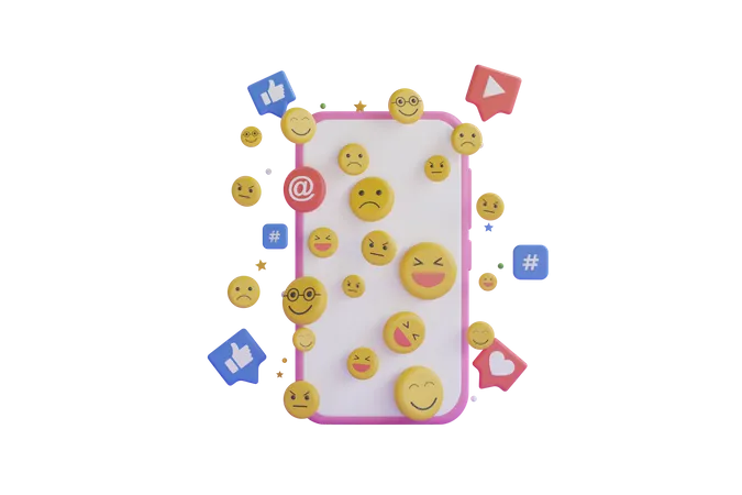 Emojis de mídia social  3D Illustration