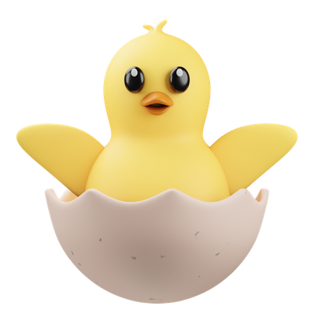 Emoji de pintinho com casca de ovo  3D Icon