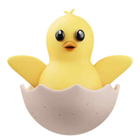 Emoji de pintinho com casca de ovo  3D Icon