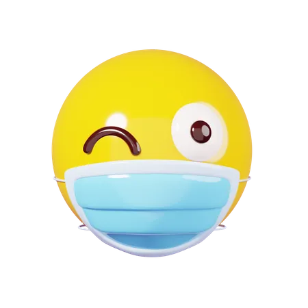 Piscadela em emoji de máscara  3D Emoji