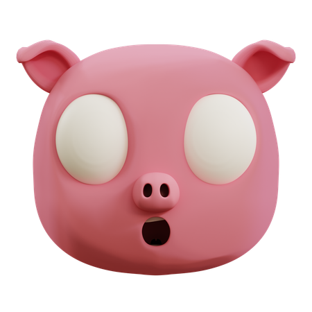 Emoji de porco fofo assustado  3D Icon