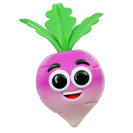 Lindo emoji de rábano  3D Icon