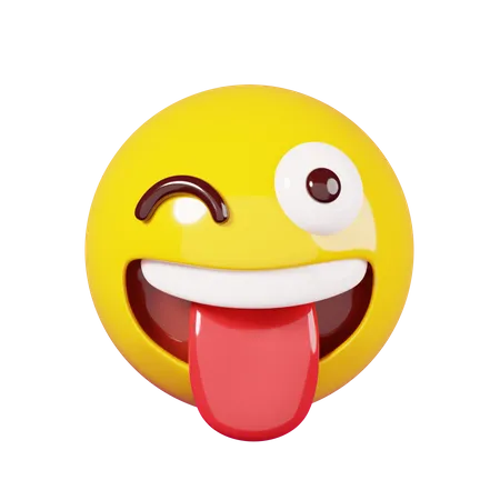 Emoji de rosto sorridente com língua presa  3D Emoji