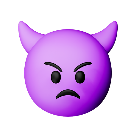Emoji de rosto zangado com chifres  3D Icon