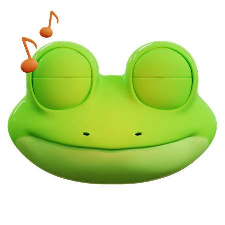 Sapo ouvindo música emoji  3D Icon