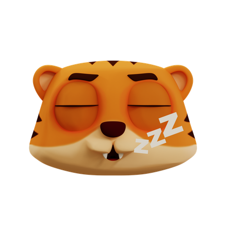 Emoji de tigre fofo sono profundo  3D Icon