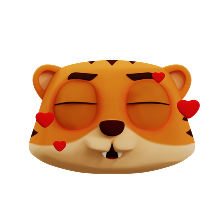 Emoji de tigre fofo apaixonado  3D Icon