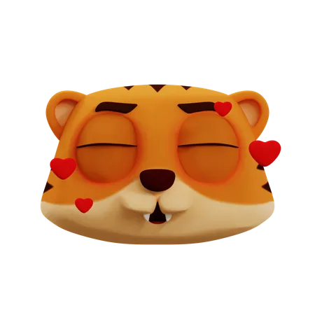 Emoji de tigre fofo apaixonado  3D Icon