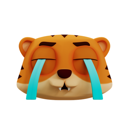 Emoji fofo de tigre chorando  3D Icon