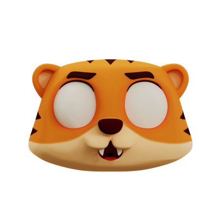 Emoji de tigre fofo assustado  3D Icon