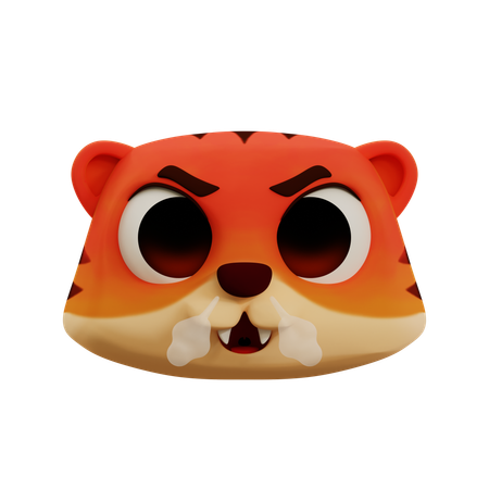 Emoji de tigre fofo muito bravo  3D Icon