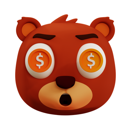 Emoji de dólar de urso fofo  3D Icon