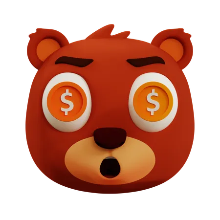 Emoji de dólar de urso fofo  3D Icon