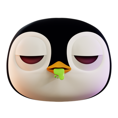 Emoji de pinguim vomitando  3D Icon