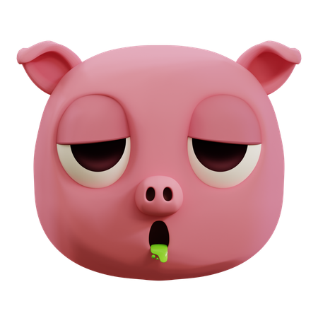 Emoji de porco fofo vomitando  3D Icon