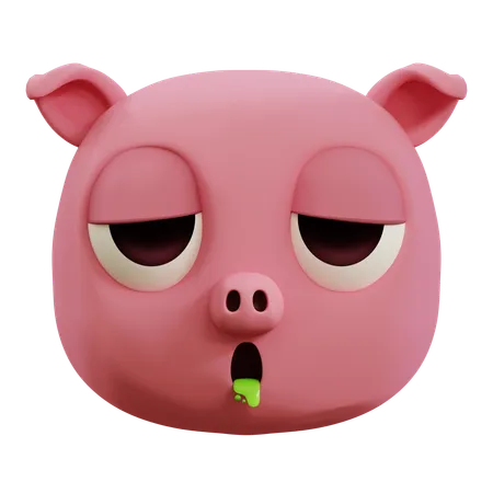 Emoji de porco fofo vomitando  3D Icon