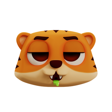 Emoji de tigre fofo vomitando  3D Icon