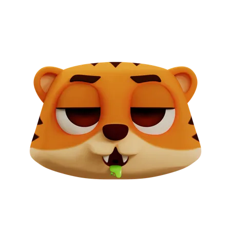 Emoji de tigre fofo vomitando  3D Icon