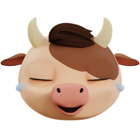 Emoji graciosas lindas vaca riendo a carcajadas  3D Icon