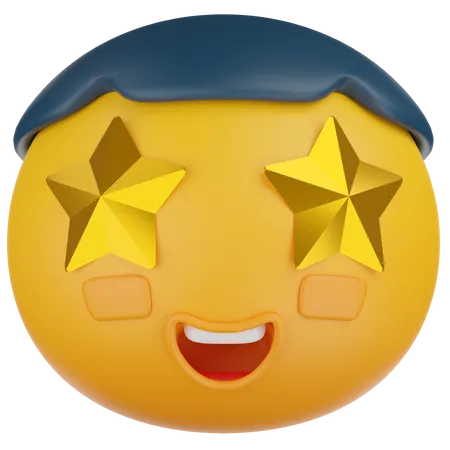 Emoji emocionado de ojos estrellados  3D Icon