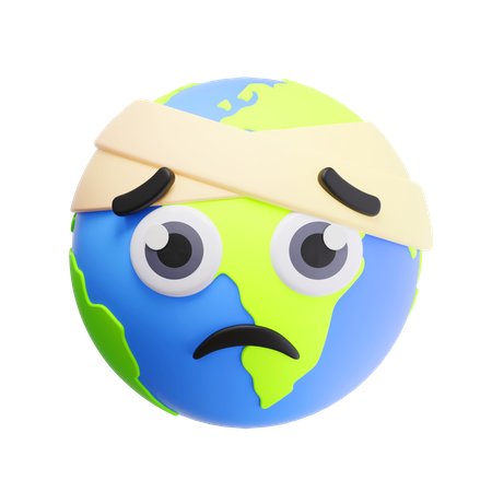 Emoji enfermo de la tierra  3D Icon