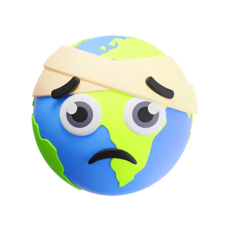 Emoji enfermo de la tierra  3D Icon