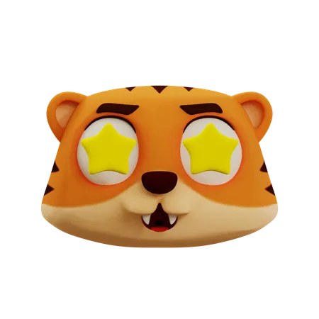 Emoji fofo de estrela de tigre  3D Icon