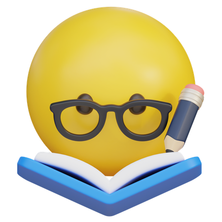 Emoji estudando enquanto usa óculos  3D Icon