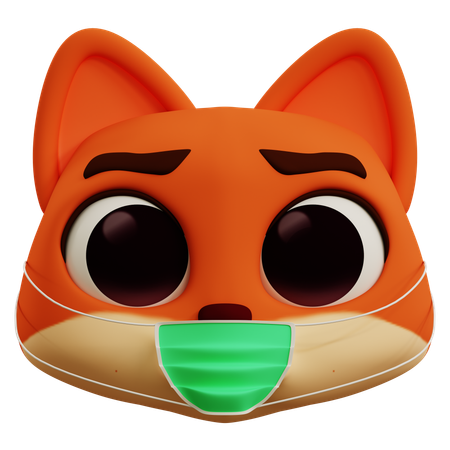 Emoji Fox Has Flu  3D Icon