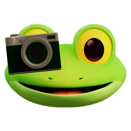 Emoji-Frosch macht Foto  3D Icon