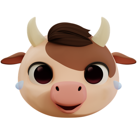Emoji Funny Cow Laughing Out Loud  3D Icon
