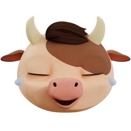 Emoji Funny Cute Cow Laughing Out Loud  3D Icon