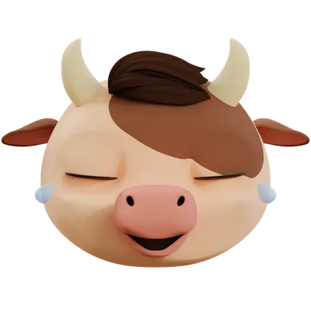 Emoji Funny Cute Cow Laughing Out Loud  3D Icon