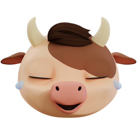 Emoji Funny Cute Cow Laughing Out Loud  3D Icon