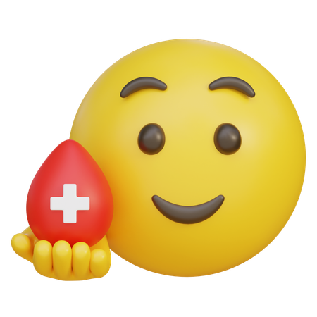 Emoji Holding A Blood Donation Icon  3D Icon