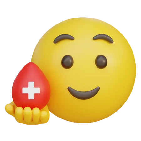 Emoji Holding A Blood Donation Icon  3D Icon