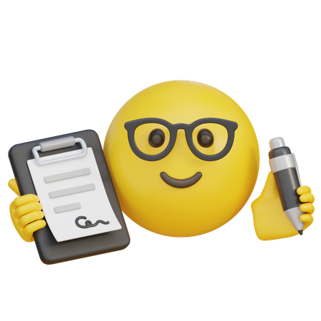 Emoji Holding A Contract Document And Pen  3D Icon