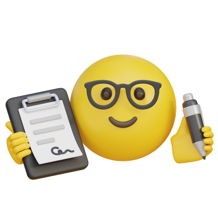 Emoji Holding A Contract Document And Pen  3D Icon