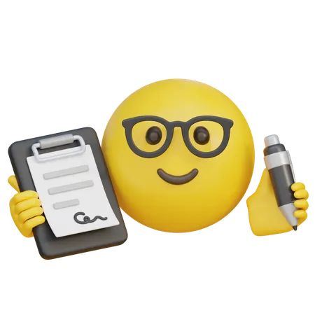 Emoji Holding A Contract Document And Pen  3D Icon