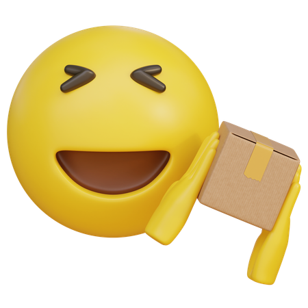 Emoji Holding A Delivery Box And Looking Excited  3D Icon