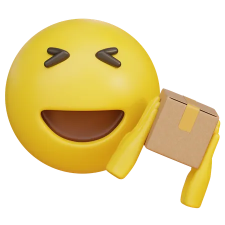 Emoji Holding A Delivery Box And Looking Excited  3D Icon