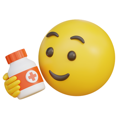 Emoji Holding A Medicine Bottle  3D Icon