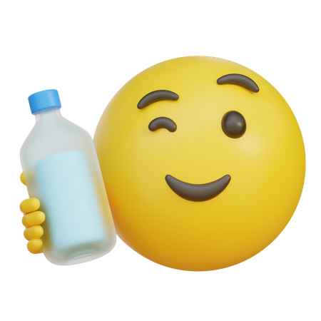 Emoji Holding A Water Bottle  3D Icon