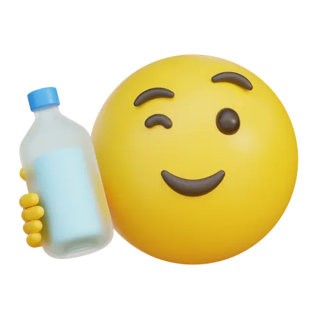 Emoji Holding A Water Bottle  3D Icon