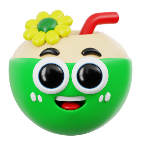 Emoji mignon de boisson à la noix de coco  3D Icon