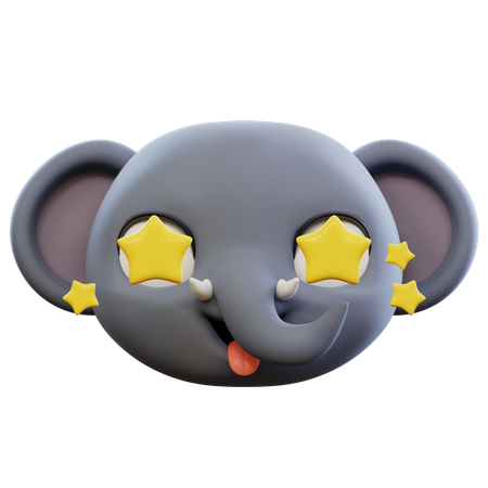 Emoji mignon d'éléphant en forme d'étoile  3D Icon