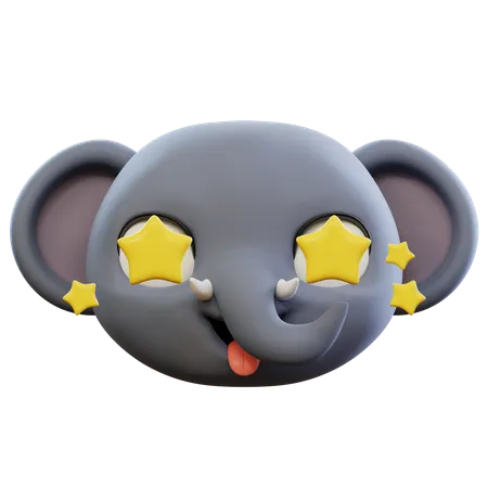 Emoji mignon d'éléphant en forme d'étoile  3D Icon