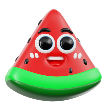 Emoji mignon en forme de tranche de pastèque  3D Icon