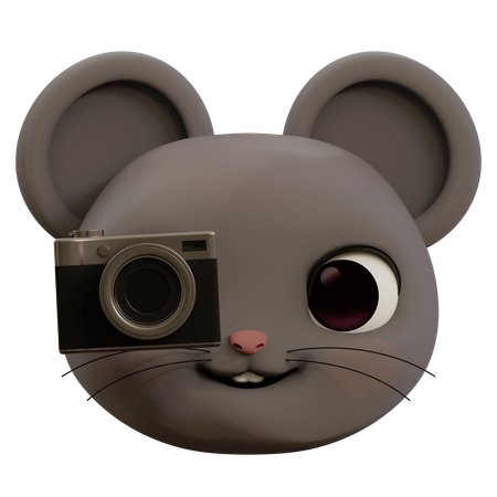 Emoji Mouse Taking Photo  3D Icon